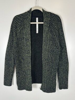 Lululemon Cotton Cashmere Blend Sweater Wrap in Green Foliage True Navy Black